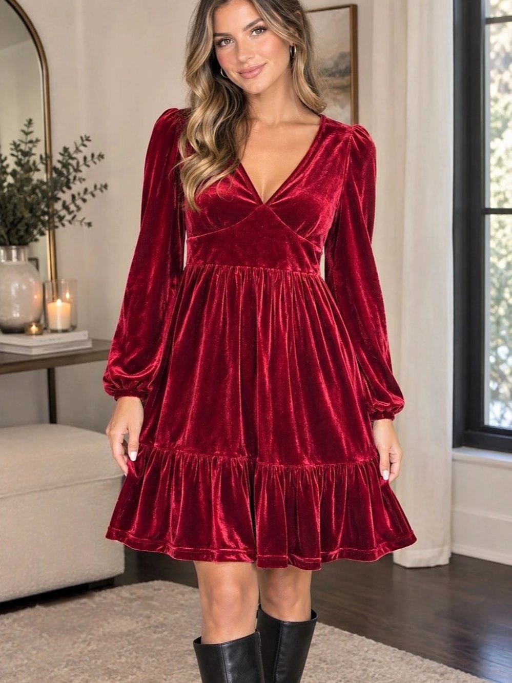 Red Velvet Mini Dress Like New